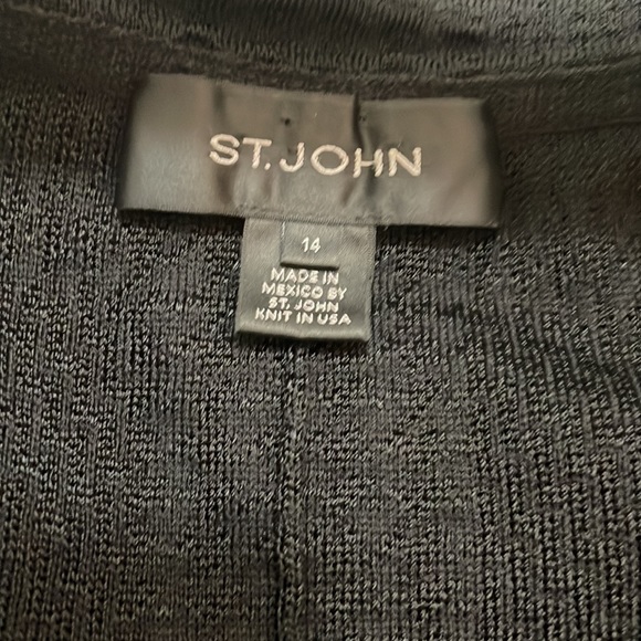 ST JOHN black knit blazer wool blend size 14 - Picture 9 of 10